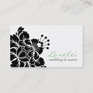 Lorelei Black Damask Flower Chic Visitekaartje