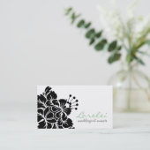 Lorelei Black Damask Flower Chic Visitekaartje (Staand voorkant)