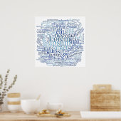 Lorem Ipsum Woordwolk - Blauwe versie Poster (Keuken)