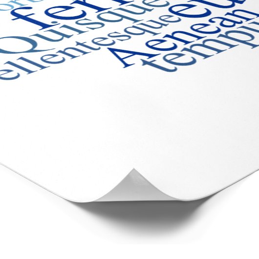 Lorem Ipsum Word Cloud - Blauwe versie Poster (Hoek)