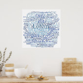 Lorem Ipsum Word Cloud - Blauwe versie Poster (Keuken)