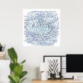 Lorem Ipsum Word Cloud - Blauwe versie Poster (Thuiskantoor)