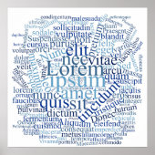Lorem Ipsum Word Cloud - Blauwe versie Poster (Voorkant)