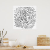 Lorem Ipsum Word Cloud - Grijze versie Poster (Keuken)