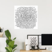 Lorem Ipsum Word Cloud - Grijze versie Poster (Thuiskantoor)