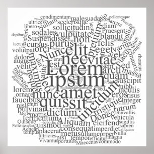 Lorem Ipsum Word Cloud - Grijze versie Poster