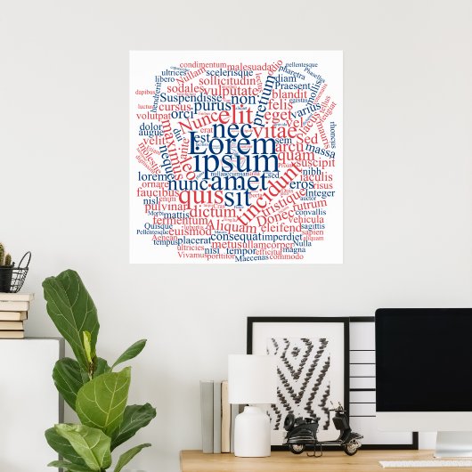 Lorem Ipsum Word Cloud - Red-Blue versie Poster (Thuiskantoor)