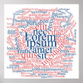 Lorem Ipsum Word Cloud - Red-Blue versie Poster (Voorkant)