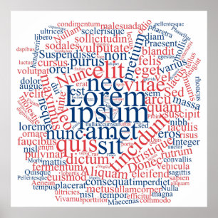 Lorem Ipsum Word Cloud - Red-Blue versie Poster