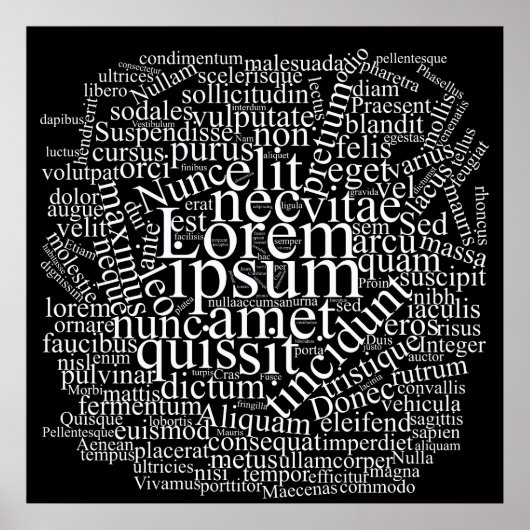 Lorem Ipsum Word Cloud - Witte versie Poster (Voorkant)