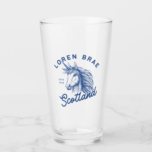 Loren Brae Scotland Eenhoorn Pint Glass Glas (Voorkant)