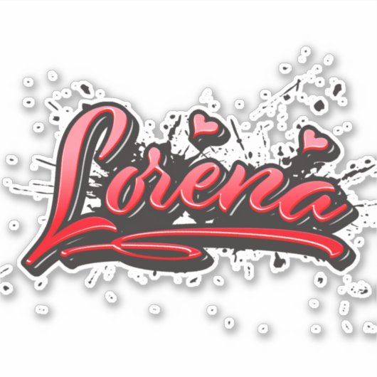 Lorena red Heart Graffiti Aufkleber Sticker (Voorkant)