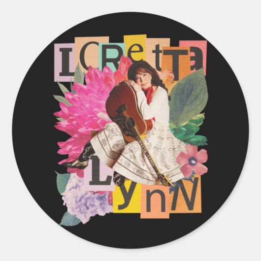 Loretta Lynn Ronde Sticker (Voorkant)