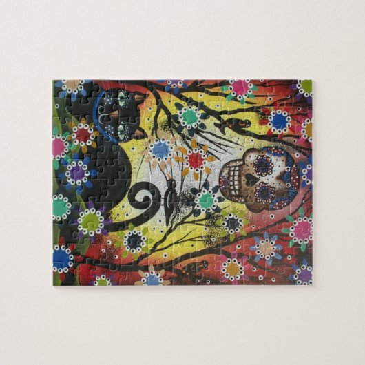 Lori Everett_ Day of the Dead, Cat, Skull, Puzzles Legpuzzel (Horizontaal)