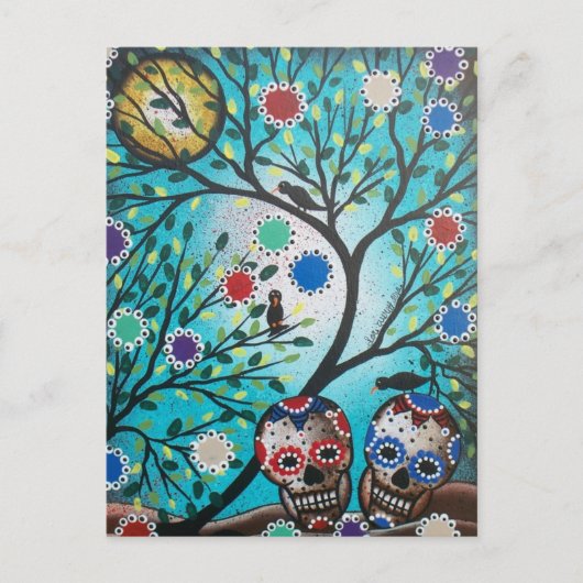 Lori Everett_ Day of the Dead_Mexican_Skulls_DOD Briefkaart (Voorkant)