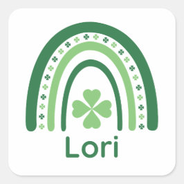 Lori Name Clover Boho Rainbow Vierkante Sticker