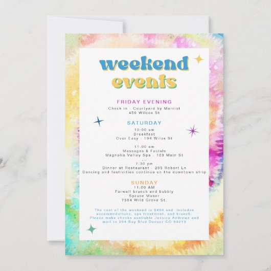 LORI Tie Dye Dazed Engaged 70s Retro Bachelorette Kaart (Achterkant)