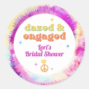 LORI Tie-dye Dazed Engaged 70s Retro Bruiloft Ronde Sticker