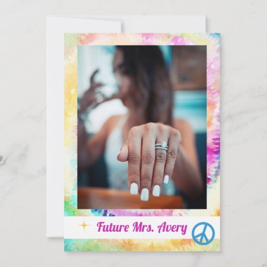 LORI Tie Dye Dazed Engaged 70s Retro Vrijgezellenf Kaart (Achterkant)