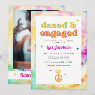 LORI Tie Dye Dazed Engaged 70s Retro Vrijgezellenf Kaart
