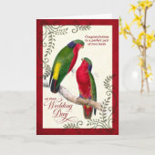  Loriket Parrot Lovevogels Wedding Kaart (Gele Bloem)