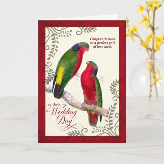  Loriket Parrot Lovevogels Wedding Kaart (Gele Bloem)