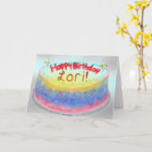 Lori's verjaardagstaart kaart (Gele Bloem)