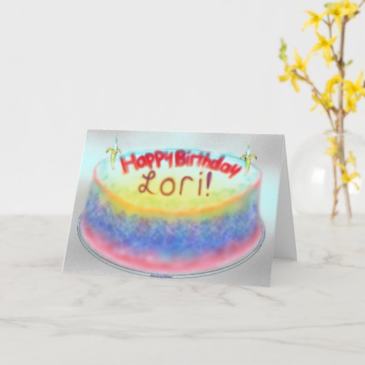 Lori's verjaardagstaart kaart (Gele Bloem)