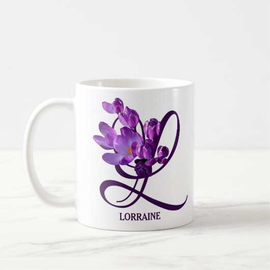  Lorraine naam  paarse krokus Koffiemok (Links)