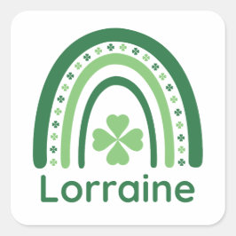 Lorraine Name Clover Boho Rainbow Vierkante Sticker