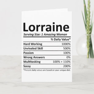 Lorraine Voeding Gepersonaliseerde Naam Grappig Ke Kaart