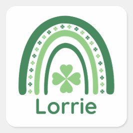 Lorrie Name Clover Boho Rainbow Vierkante Sticker
