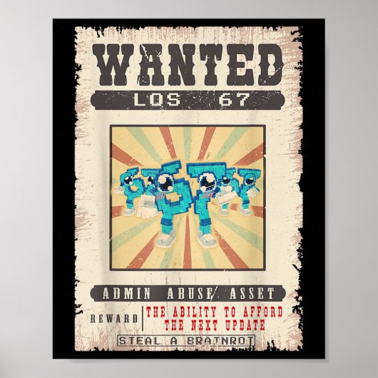 Los 67 Brainrot Grappige Gezochte Poster Voor Jong (Voorkant)
