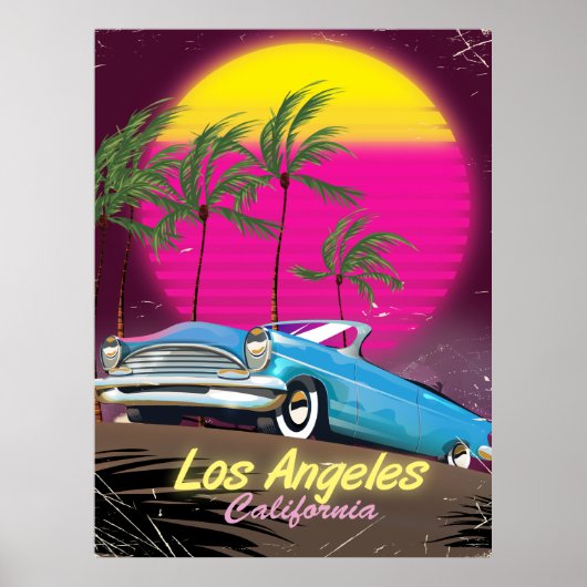 Los Angeles 1980s Retro Travel print (Voorkant)