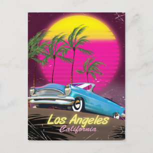 Los Angeles 1980s Retro Travel print Briefkaart