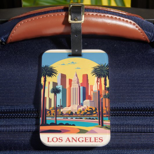 Los Angeles, Art Deco illustratie, Bagagelabel (Voorkant Insitu 2)