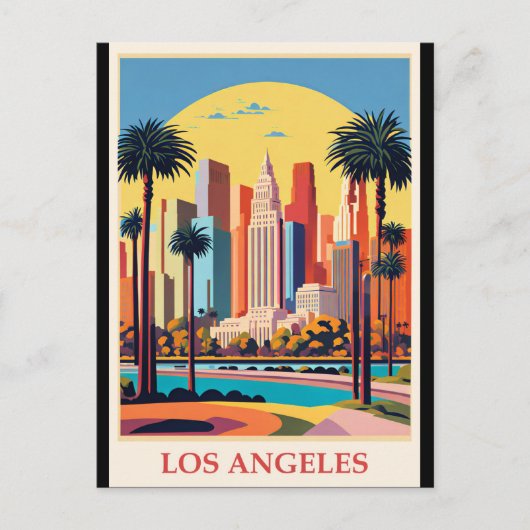 Los Angeles, Art Deco illustratie, Briefkaart (Voorkant)