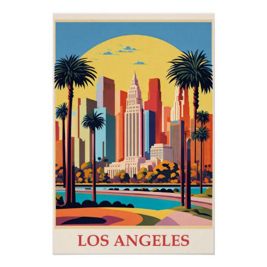 Los Angeles, Art Deco illustratie, Perfect Poster (Voorkant)
