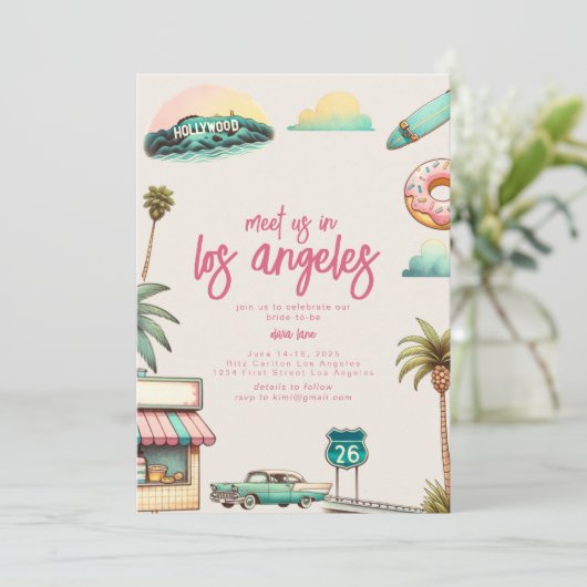 Los Angeles Bachelorette Party Uitnodigen Kaart (Staand voorkant)