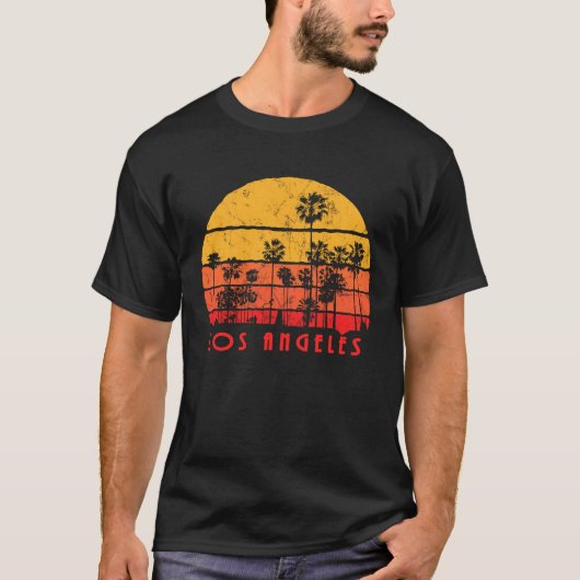  Los Angeles Beach Palm Sunset LA T-shirt (Voorkant)