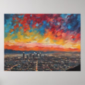 Los Angeles bij zonsondergang Abstract unframed Poster (Voorkant)