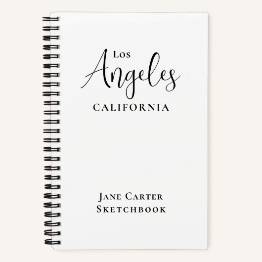 Los Angeles Black Script White Sketchbook Notitieboek (Voorkant)