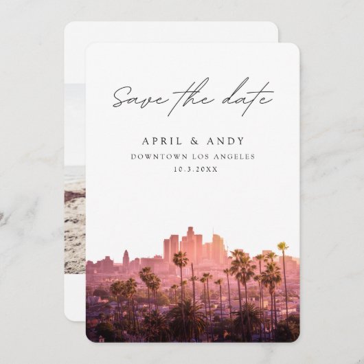 Los Angeles Bruiloft DTLA Save the Date Kaart (Voorkant / Achterkant)