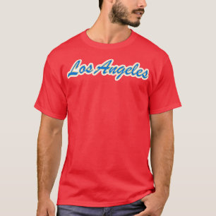 Los Angeles C poeder blauw en goud op wit T-shirt