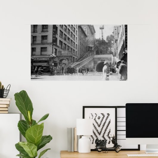 Los Angeles, CA Andels Flight Street Cars Poster (Thuiskantoor)