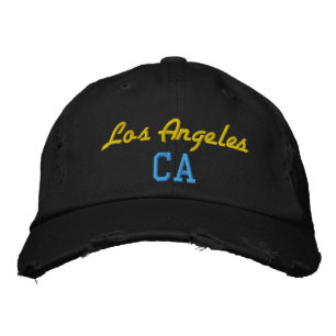 Los Angeles CA Geel en Blauw Zwart  Stijl Geborduurde Pet
