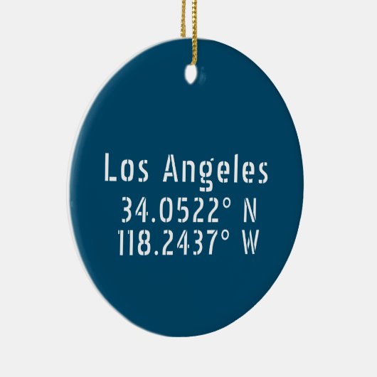 Los Angeles CA Latitude Longitude Blue Keramisch Ornament (Rechts)