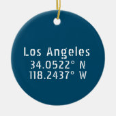 Los Angeles CA Latitude Longitude Blue Keramisch Ornament (Voorkant)