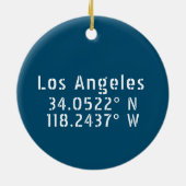 Los Angeles CA Latitude Longitude Blue Keramisch Ornament (Achterkant)
