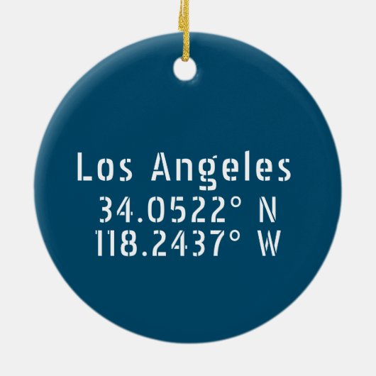Los Angeles CA Latitude Longitude Blue Keramisch Ornament (Achterkant)